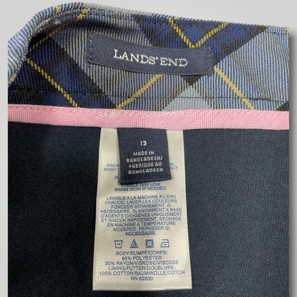 Land's End Plaid Navy Side Pleat Skirt  Skort Junior Misses Size 13 - Picture 12 of 13
